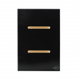 Conjunto Interruptor Duplo Simples 4x2 - Novara Preto Brilhante Gold